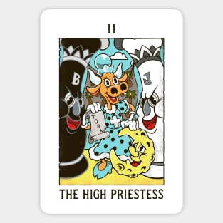 High Priestess - Mystical Medleys - Vintage Cartoon Tarot (White) Magnet